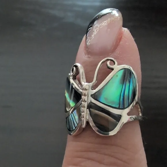 Sterling Silver Butterfly Ring Abalone - Picture 8 of 10